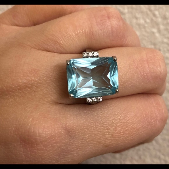 Jewelry Aquamarine Emerald Cut 5 Carats Lab Simulated Ring Poshmark